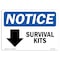 Signmission OSHA Notice, 5" Height, Survival Kits Down Arrow Sign With Symbol, 7" X 5", Landscape OS-NS-D-57-L-18512 - alternate 1